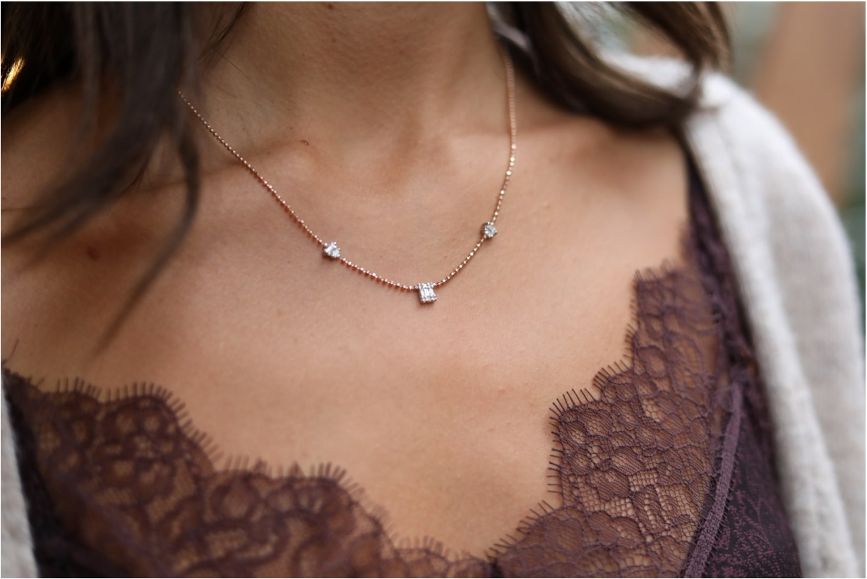 Row of Baguette Diamonds Necklace