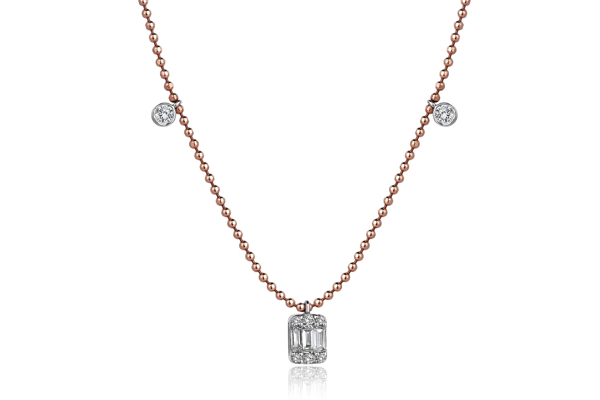 Baguette diamond store necklace pendant