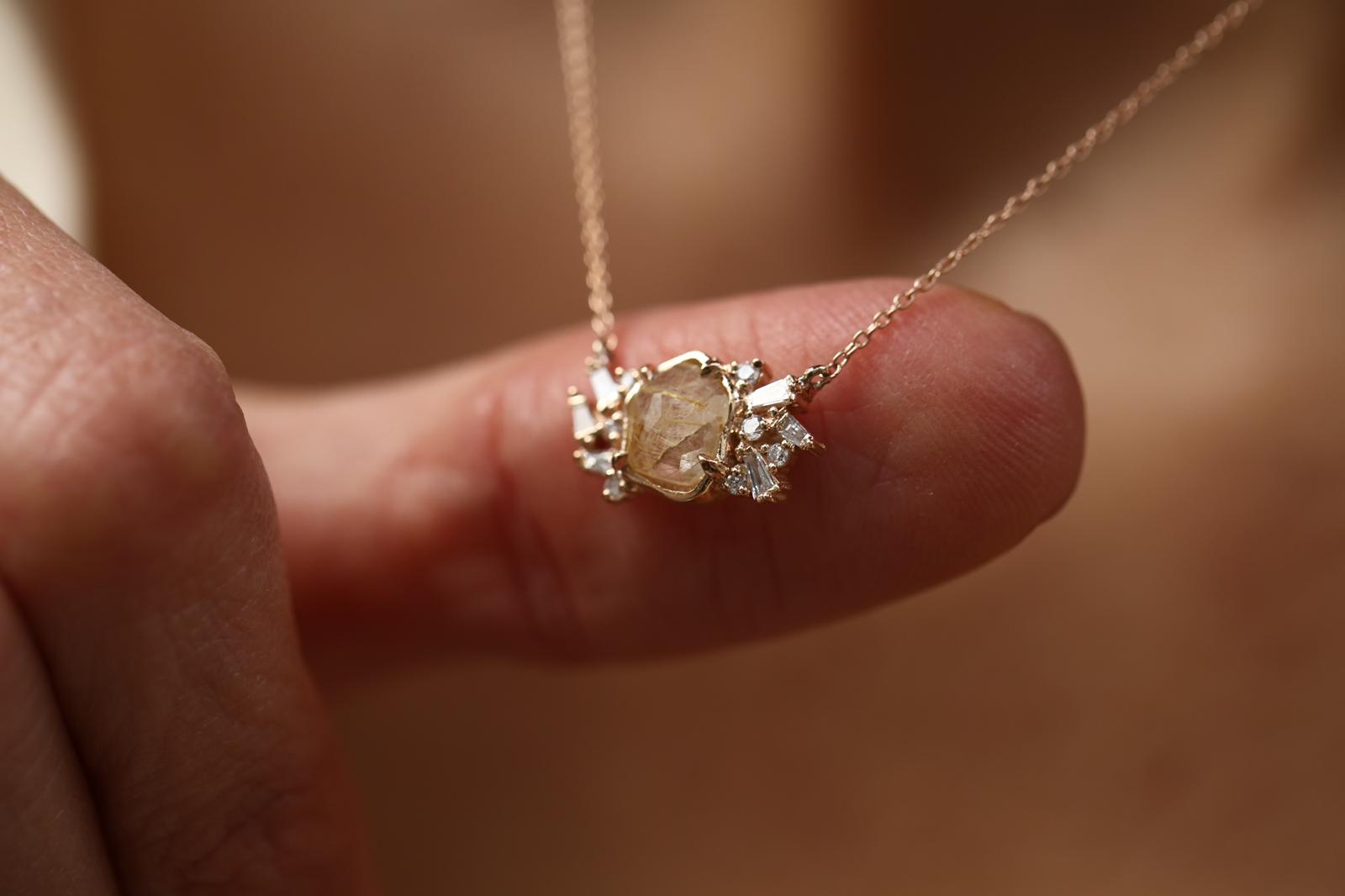 Arte Quartz Diamond - 14k Rose Gold Women Necklace