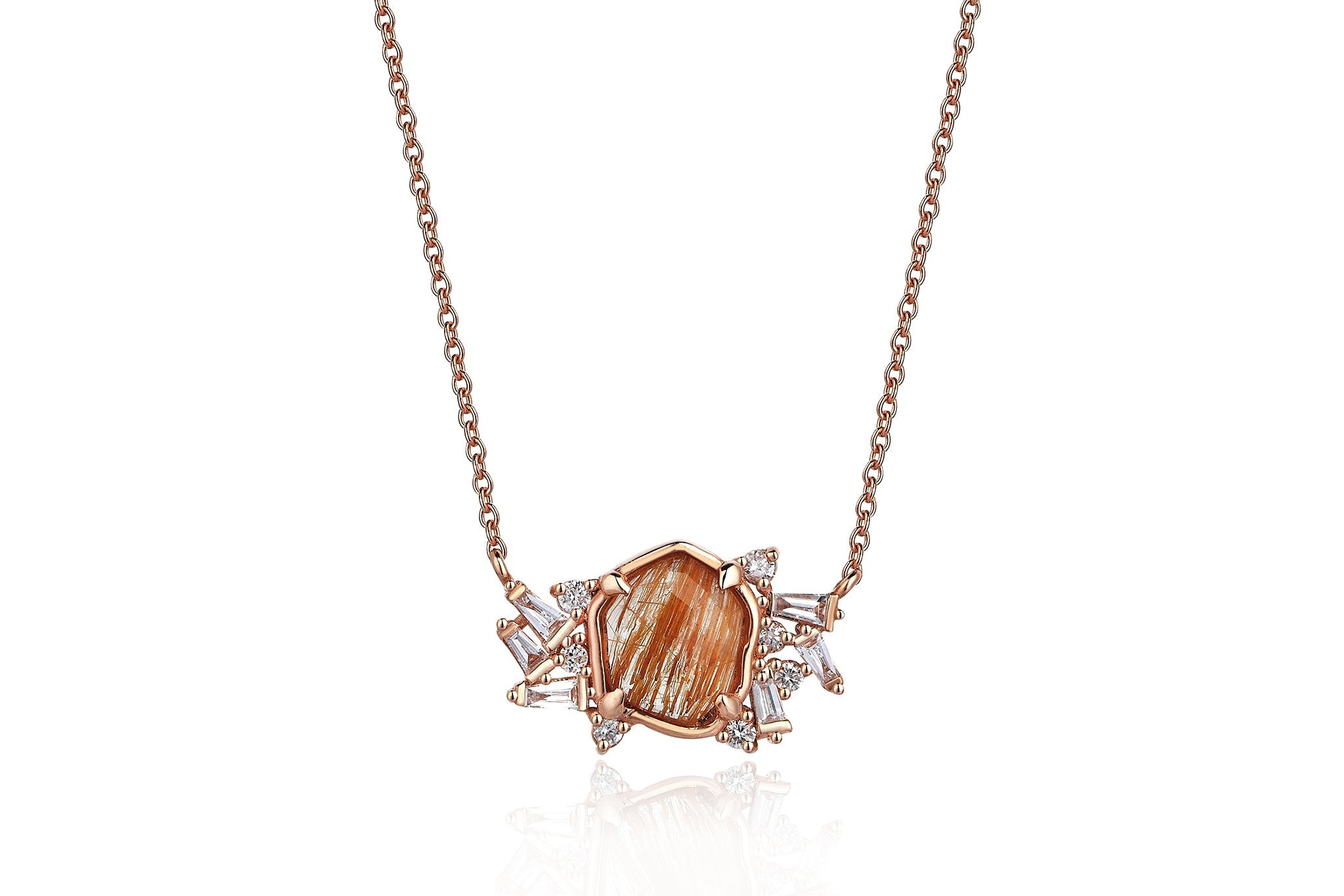 Arte Quartz Diamond - 14k Rose Gold Women Necklace