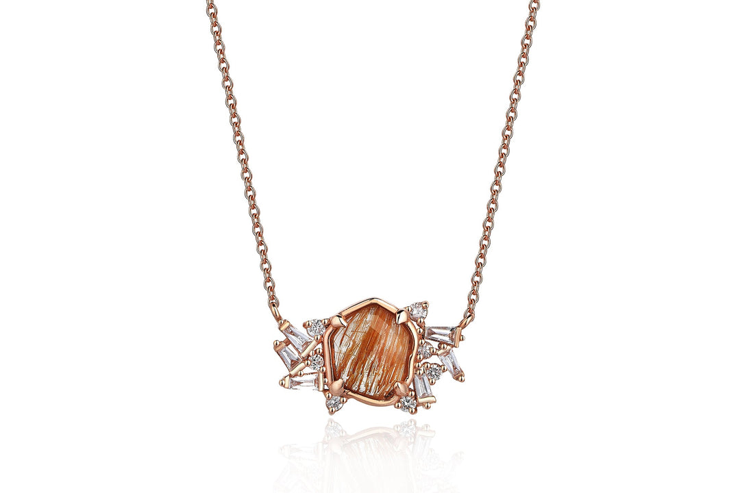 Arte Quartz Diamond - 14k Rose Gold Women Necklace