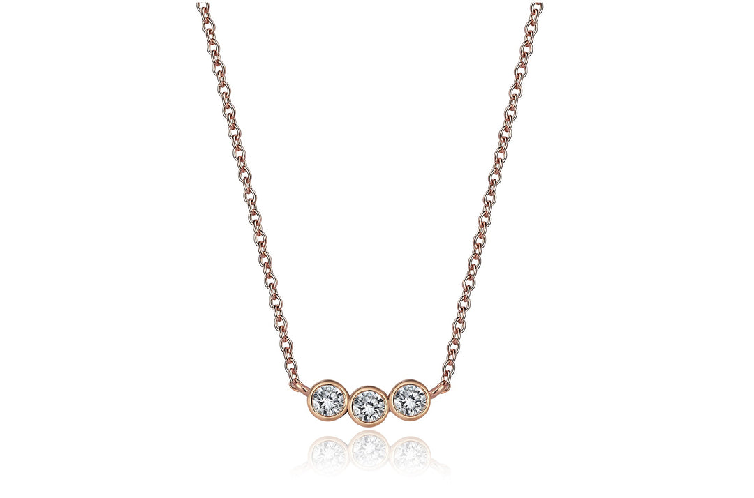 Mini Three Stone Diamond  Necklace