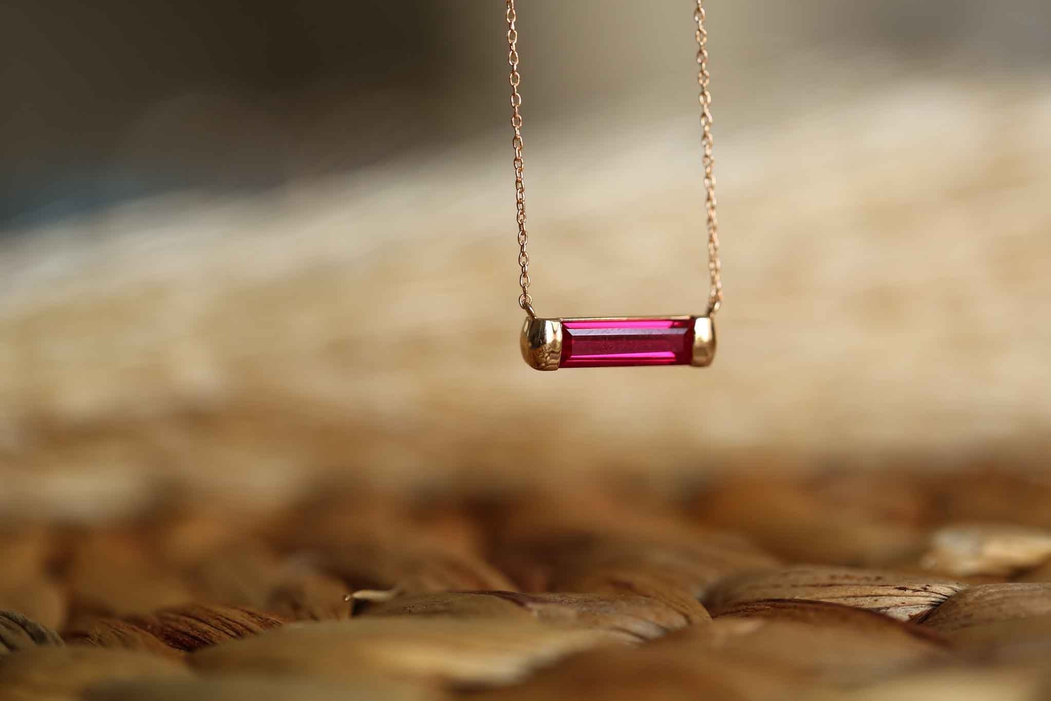 Ruby Line Necklace