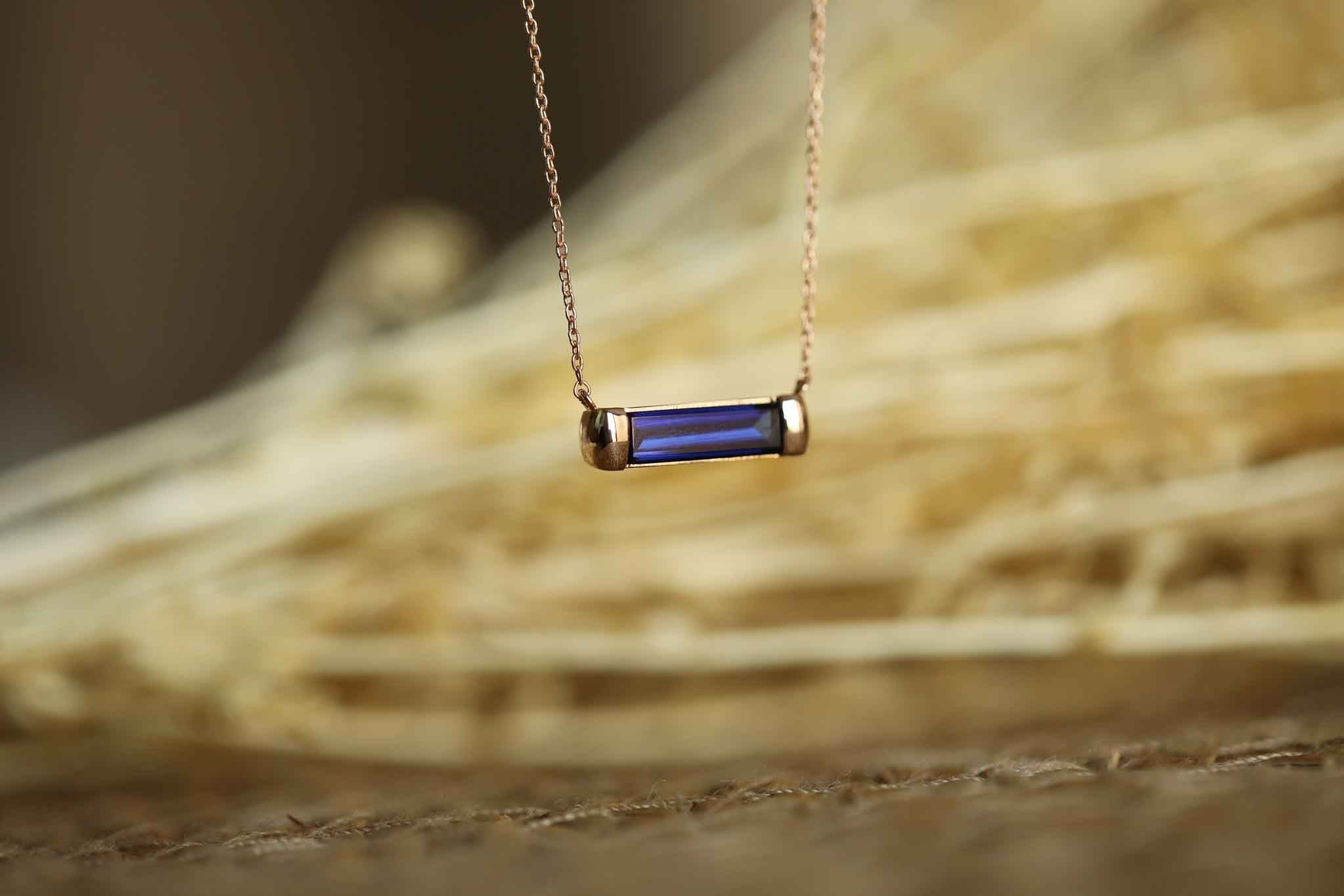 Sapphire Line Necklace